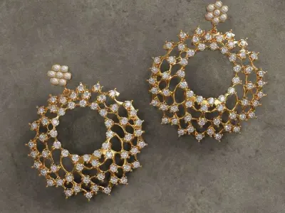 pearlearring gold - plated piece of jewelry 3D print model