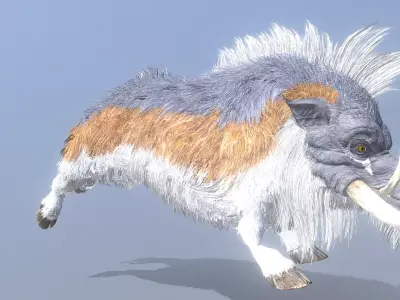Wild Warthog Domestic Pig RUNNING 3D model