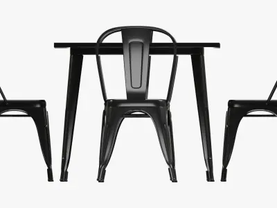 Square Dining Outdoor Table with Chairs 3D model