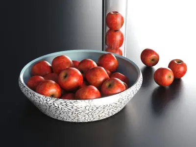 Apple fruits with plate 3D model