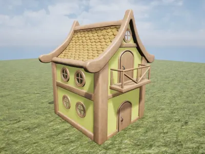 Medieval Fantasy Town Building 1 Game Ready Free low-poly 3D model