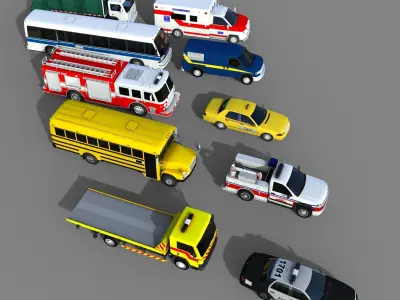 Utility Vehicles Pack High Quality Low-poly 3D model