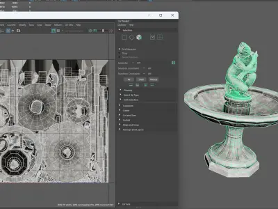 Classical Fountain with Crouching Venus Statue Low-poly 3D model