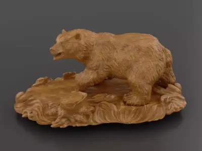 Bear Sculpture 3D Model for CNC Milling or 3D Printing 3D print model