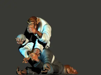 jiusitsu monkeys 3D print model