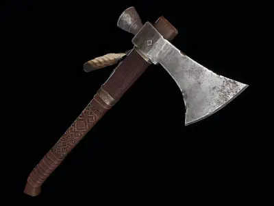Decorated Tomahawk Axe Low-poly 3D model