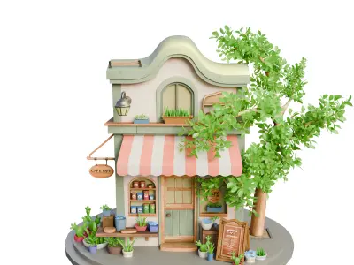 Stylized 3D Cafe House Model 3D model