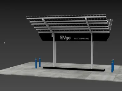 Electric Vehicle Charging Point  EV Station 02 3D model
