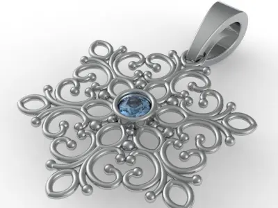 snowflake pendant 3D print model