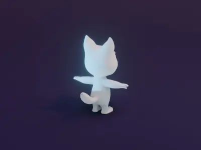 Cartoon Wolf Animated and Rigged Base Mesh 3D Model Low-poly 3D model