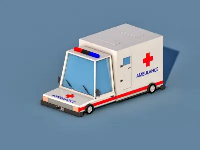 Cartoon Ambulance Low-poly 3D model