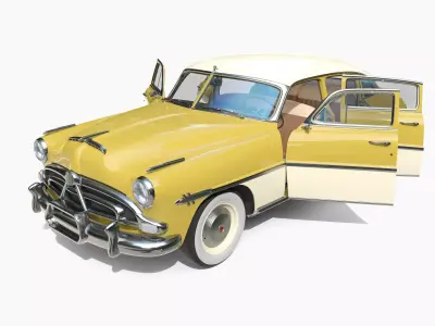 Generic 50s sedan with interior 3D model