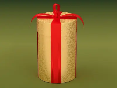 Christmas Set golden gift box 3D model