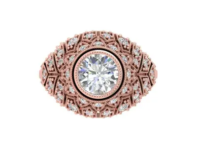 Solitaire Engagement Art Deco Ring 3D print model