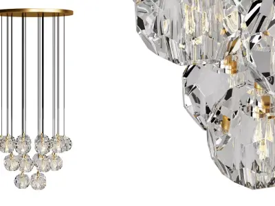 Cristal Round Cluster Chandelier 3D model