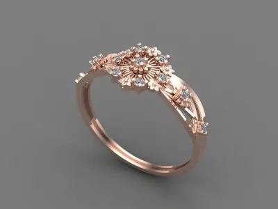 Women Ring Diamond Stone STL 3DM Lightweight Printable 3D print model 40