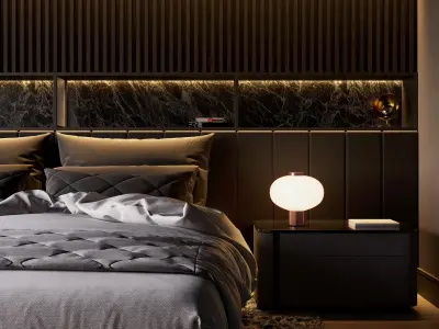 Luxury Master Black Bedroom 3D model