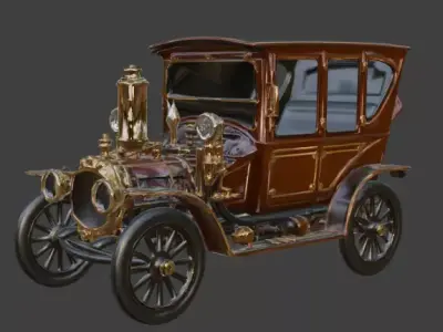 Stylized 3D Steampunk Open-Top Luxury Tourer Low-poly 3D model