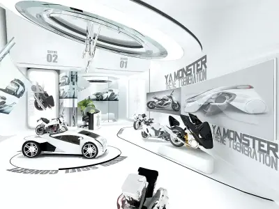 Futuristic Automotive Showroom 3D model
