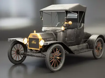 T Roadster 1915 Aged Low-poly 3D model