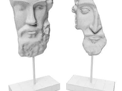 ANCIENT GREEK SCULPTURE POSEIDON and ZEUS Low-poly 3D model