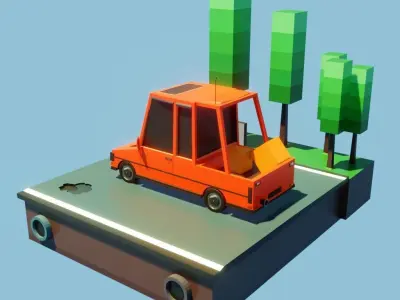 Red car Low-poly 3D model buy