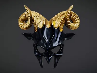 Majestic Ram-Themed Mask Low-poly 3D model