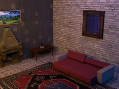 living room obj fbx mb ma  Low-poly 3D model