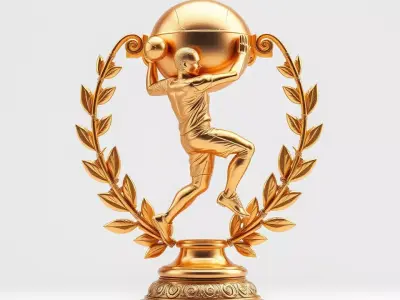 Golden Soccer Trophy model pack with detailed design Low-poly 3D model