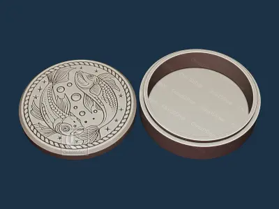Pisces - V-Carved Jewelry Box - Digital Files for CNC Router  3D model