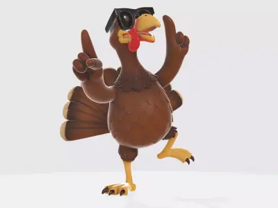 Cool Dancing Turkey with Sunglasses Fun Thanksgiving 3D Printed 3D print model