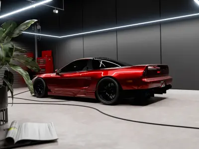 Highpoly Honda NSX Custom Design - Japanese Garage Scene  3D model