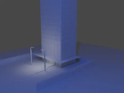 Bulding Low poly tall building at night Free 3D model