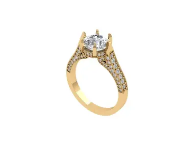 Solitaire Engagement Art Deco Ring 3D print model 16