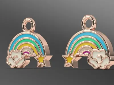 Dainty Rainbow cloud charm pendant  3D print model