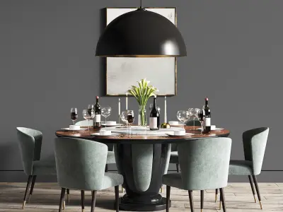 Dining Set room table and chairs 3D model