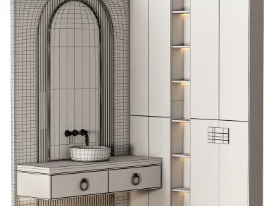 Bathroom furniture N028 in Neoclassic and Modern style Low-poly 3D model