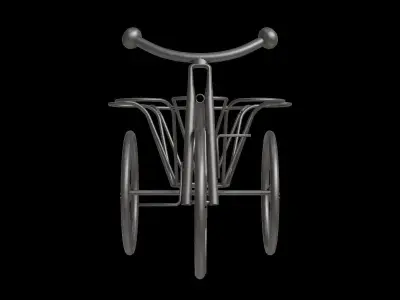 Black Metal Tricycle Plant Stand Low-poly 3D model
