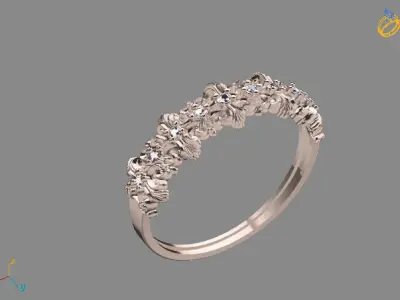 Womens Diamond Signet Ring Women Rings 3dmodels 3D print model 3D print model 38