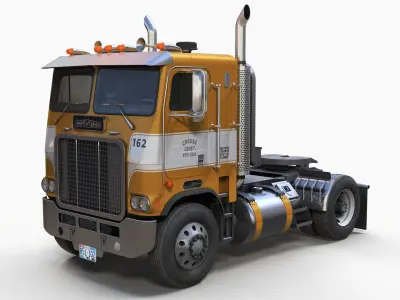 Freightliner Powerliner single axle semitruck Low-poly 3D model