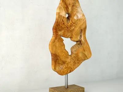 Teak Wood Table Top Decoration 3D model