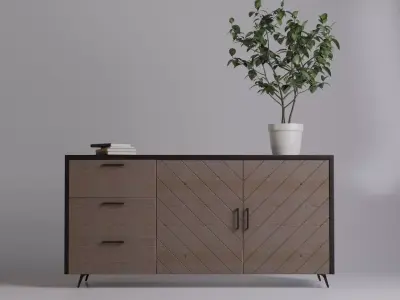 MODERN WOOD CONSOL TABEL SIDEBOARD MODEL 3D model