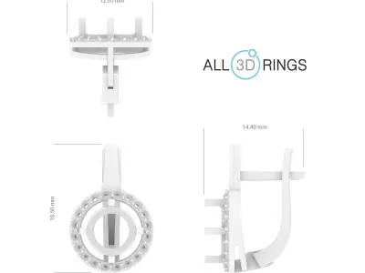 Earrings with a round stone in the center 3D print model