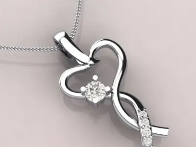 Heart pendent with diamonds 3D print model