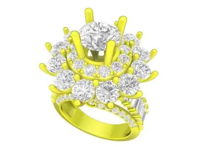 A7181 Luxury Diamond Flower Engagement Ring For Women 3D Model 3D print model