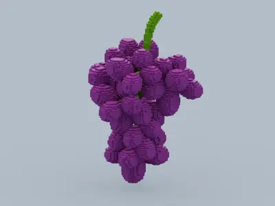 Voxel Grape Low-poly 3D model