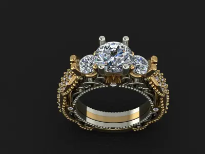two tone wedding ring 3D print model