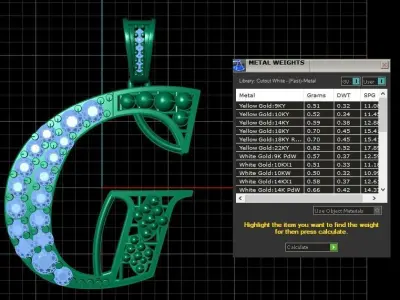 PRECIOUS ALPHABET G PENDANT 3D PRINTABLE MODEL 3D print model