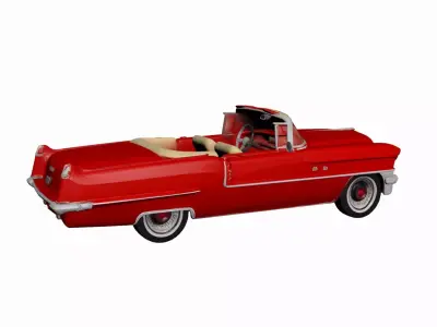 1956 Classic American Car 3D Model Red Vintage Luxury Sedan 3D model