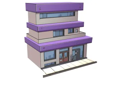 Cartoon Building Low-poly 3D model
